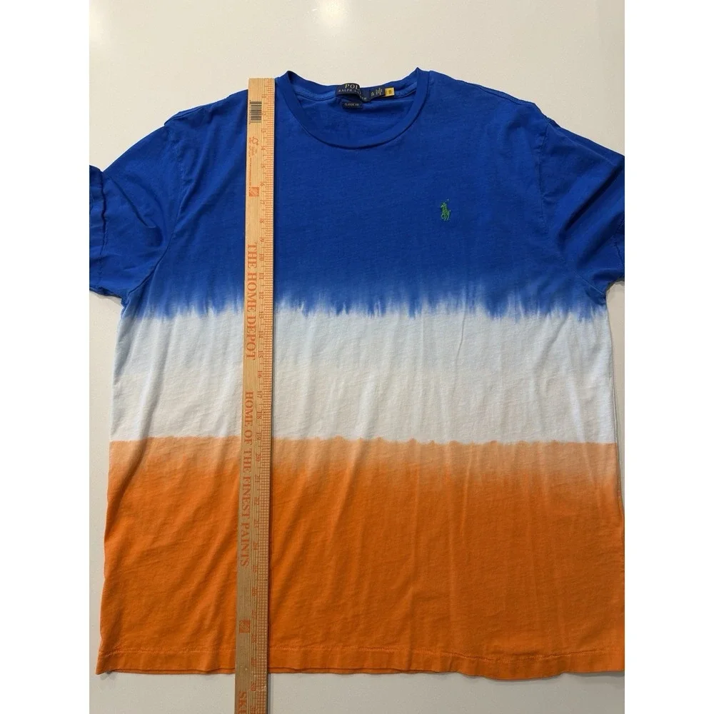 Polo Ralph Lauren Classic Fit Dip Dye T-Shirt Blue Orange Mens XL